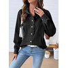 image:imageSidefeel Womens Button Ruffled Edge Dressy Denim Shirt TopsBlack