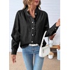 image:imageSidefeel Womens Button Ruffled Edge Dressy Denim Shirt TopsBlack