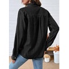 image:imageSidefeel Womens Button Ruffled Edge Dressy Denim Shirt TopsBlack