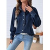 image:imageSidefeel Womens Button Ruffled Edge Dressy Denim Shirt TopsBluing