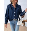 image:imageSidefeel Womens Button Ruffled Edge Dressy Denim Shirt TopsBluing