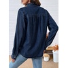 image:imageSidefeel Womens Button Ruffled Edge Dressy Denim Shirt TopsBluing