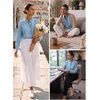 image:imageSidefeel Womens Button Ruffled Edge Dressy Denim Shirt TopsIceland Blue