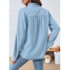 image:imageSidefeel Womens Button Ruffled Edge Dressy Denim Shirt TopsIceland Blue