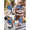 image:imageSidefeel Womens Button Ruffled Edge Dressy Denim Shirt TopsLight Blue
