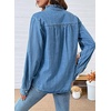 image:imageSidefeel Womens Button Ruffled Edge Dressy Denim Shirt TopsLight Blue