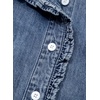 image:imageSidefeel Womens Button Ruffled Edge Dressy Denim Shirt TopsWashing Blue