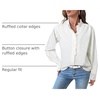 image:imageSidefeel Womens Button Ruffled Edge Dressy Denim Shirt TopsWhite