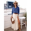 image:imageSidefeel Womens Long Sleeve Button Down Collared Denim ShirtDark Blue
