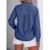 image:imageSidefeel Womens Long Sleeve Button Down Collared Denim ShirtDark Blue