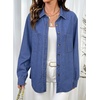 image:imageSidefeel Womens Long Sleeve Button Down Collared Denim ShirtDark Blue