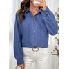 image:imageSidefeel Womens Long Sleeve Button Down Collared Denim ShirtDark Blue