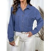 image:imageSidefeel Womens Long Sleeve Button Down Collared Denim ShirtDark Blue