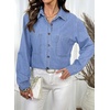 image:imageSidefeel Womens Long Sleeve Button Down Collared Denim ShirtIceland Blue
