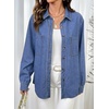 image:imageSidefeel Womens Long Sleeve Button Down Collared Denim ShirtLight Blue