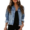 image:imageSidefeel Denim Jacket for Women Cropped Jean Jacket Trendy ShacketIceland Blue