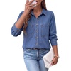 image:imageSidefeel Womens Long Sleeve Button Down Collared Denim ShirtLight Blue