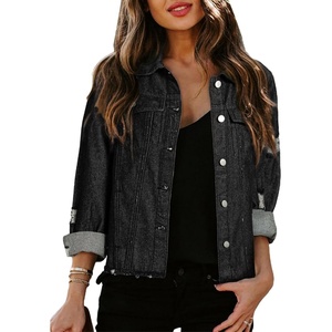 image:imageSidefeel Denim Jacket for Women Cropped Jean Jacket Trendy ShacketDeep Black