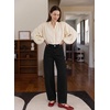 image:imageSIDEFEEL Jeans for Women Wide Leg Stretchy Barrel JeansBlack