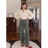 image:imageSIDEFEEL Jeans for Women Wide Leg Stretchy Barrel JeansGreen