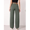 image:imageSIDEFEEL Jeans for Women Wide Leg Stretchy Barrel JeansGreen