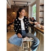 image:imageSidefeel Cardigan Sweaters for Women Printed Cropped SweaterA Black