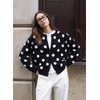 image:imageSidefeel Cardigan Sweaters for Women Printed Cropped SweaterA Black