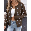 image:imageSidefeel Cardigan Sweaters for Women Printed Cropped SweaterChicory Coffee