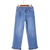image:imageSidefeel Ruffle Jeans for Women Wide Straight Leg Denim Stretch PantsLight Blue