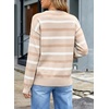 image:imageSidefeel Womens 3D Floral Long Sleeve Crewneck Striped SweatersApricot Stripe