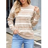 image:imageSidefeel Womens 3D Floral Long Sleeve Crewneck Striped SweatersApricot Stripe