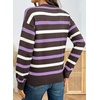 image:imageSidefeel Womens 3D Floral Long Sleeve Crewneck Striped SweatersCoffee Stripe