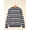 image:imageSidefeel Womens 3D Floral Long Sleeve Crewneck Striped SweatersGray Stripe