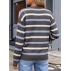 image:imageSidefeel Womens 3D Floral Long Sleeve Crewneck Striped SweatersGray Stripe