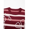 image:imageSidefeel Womens 3D Floral Long Sleeve Crewneck Striped SweatersRed Stripe