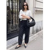 image:imageSidefeel Womens Barrel Baggy Jeans Drawstring Denim PantsBlack