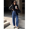 image:imageSidefeel Womens Barrel Baggy Jeans Drawstring Denim PantsBluing