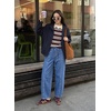 image:imageSidefeel Womens Barrel Baggy Jeans Drawstring Denim PantsLight Blue
