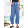 image:imageSidefeel Womens Barrel Baggy Jeans Drawstring Denim PantsLight Blue