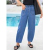 image:imageSidefeel Womens Barrel Baggy Jeans Drawstring Denim PantsLight Blue