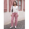 image:imageSidefeel Womens Barrel Baggy Jeans Drawstring Denim PantsPink