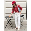 image:imageSidefeel Womens Barrel Baggy Jeans Drawstring Denim PantsWhite
