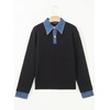 image:imageSidefeel Womens Collared Chunky Knit Pullover SweatersBlack