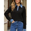 image:imageSidefeel Womens Collared Chunky Knit Pullover SweatersBlack