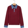 image:imageSidefeel Womens Collared Chunky Knit Pullover SweatersBurgundy
