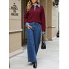 image:imageSidefeel Womens Collared Chunky Knit Pullover SweatersBurgundy