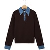 image:imageSidefeel Womens Collared Chunky Knit Pullover SweatersDark Brown