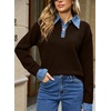 image:imageSidefeel Womens Collared Chunky Knit Pullover SweatersDark Brown