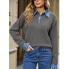 image:imageSidefeel Womens Collared Chunky Knit Pullover SweatersDark Grey