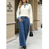 image:imageSidefeel Womens Collared Chunky Knit Pullover SweatersWhite